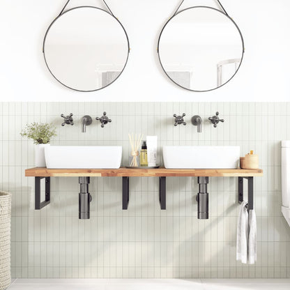 Piano da Bagno Non Trattato 160x50x4cm Legno Massello di Acacia