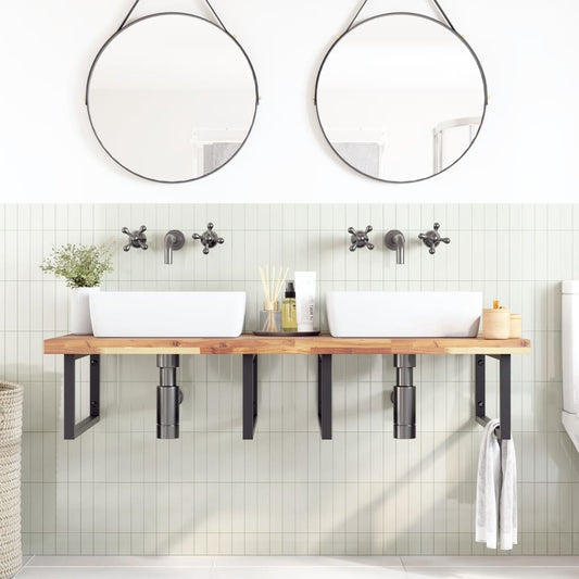 Piano da Bagno Non Trattato 120x60x4cm Legno Massello di Acacia