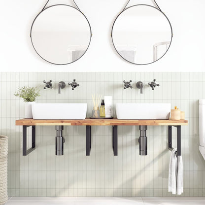 Piano da Bagno Non Trattato 140x60x4cm Legno Massello di Acacia