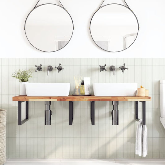 Piano da Bagno Finitura a Olio 140x60x4 cm in Legno di Acacia | homemem39