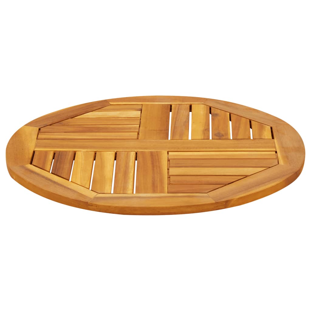 Piano per Tavolo Ø60x2 cm Rotondo in Legno Massello di Acacia