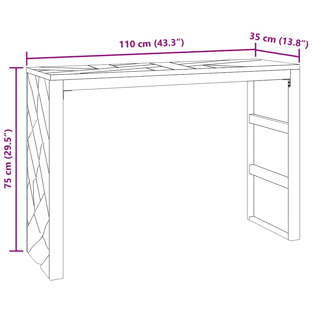Tavolo Consolle 110x35x75 cm in Legno Massello di Teak | homemem39
