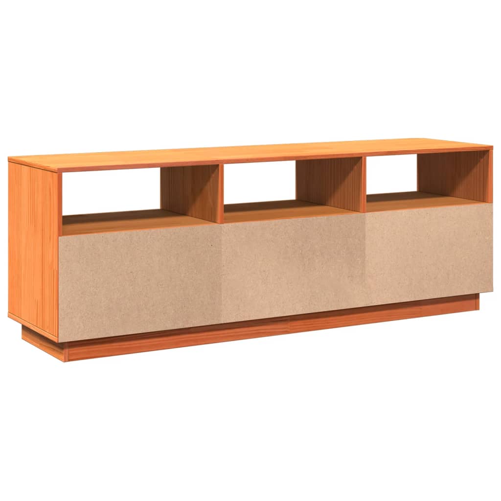 Mobile TV Marrone Cera 140x37x50 cm Legno Massello di Pino - homemem39
