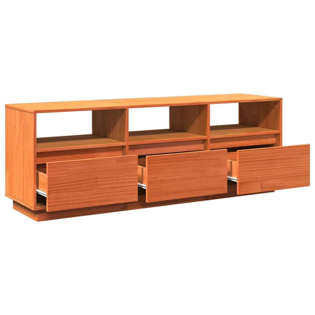 Mobile TV Marrone Cera 140x37x50 cm Legno Massello di Pino - homemem39