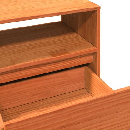 Mobile TV Marrone Cera 140x37x50 cm Legno Massello di Pino