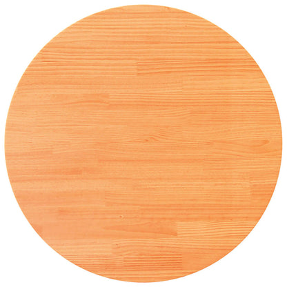 Piano Tavolo Rotondo Marrone Cera Ø90x2,5cm Legno Massello Pino