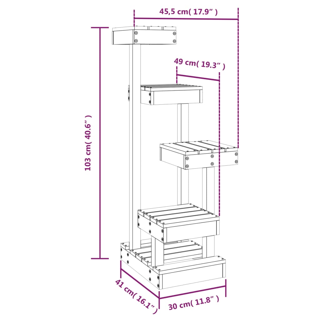 Albero per Gatti Marrone Cera 45,5x49x103 cm in Legno di Pino