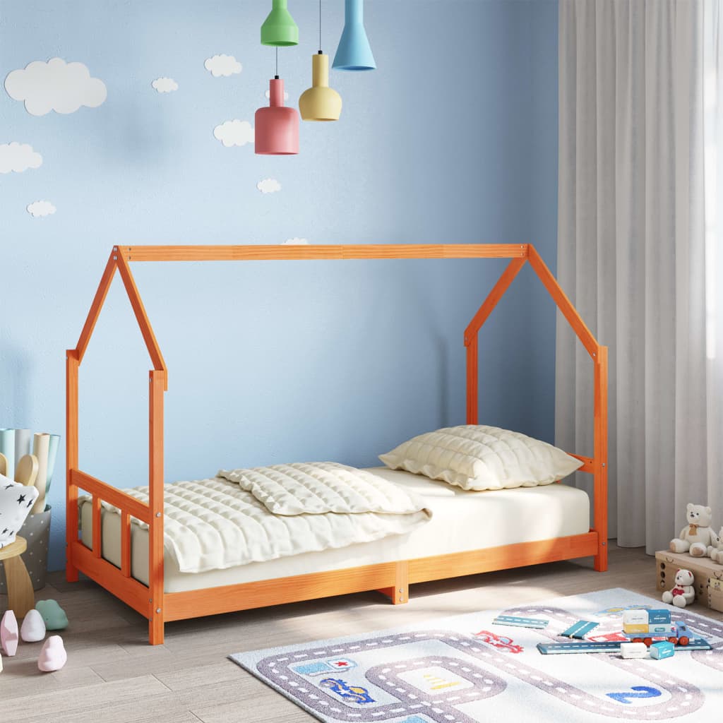 Giroletto per Bambini Marrone Cera 90x190cm Legno Massello Pino - homemem39