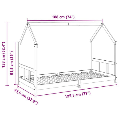 Giroletto per Bambini Marrone Cera 90x190cm Legno Massello Pino