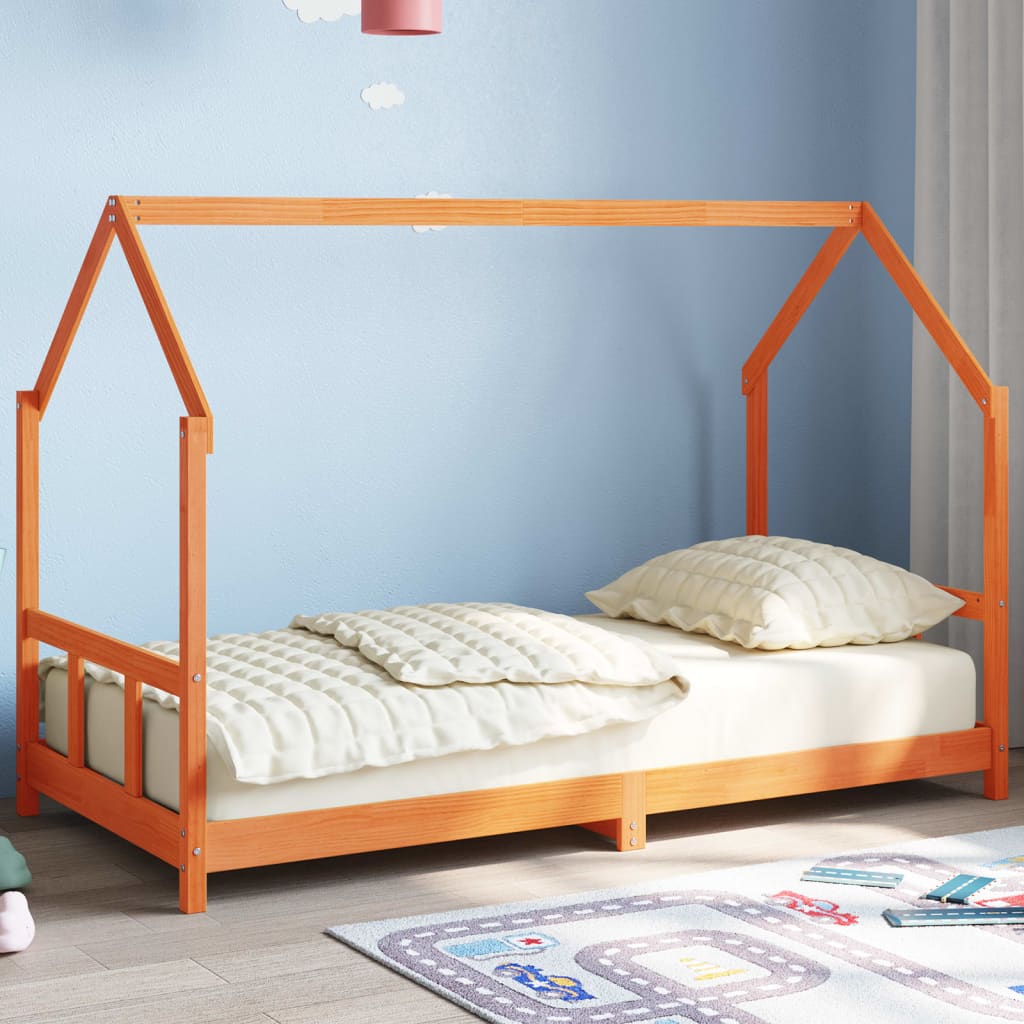 Giroletto per Bambini Marrone Cera 90x190cm Legno Massello Pino - homemem39
