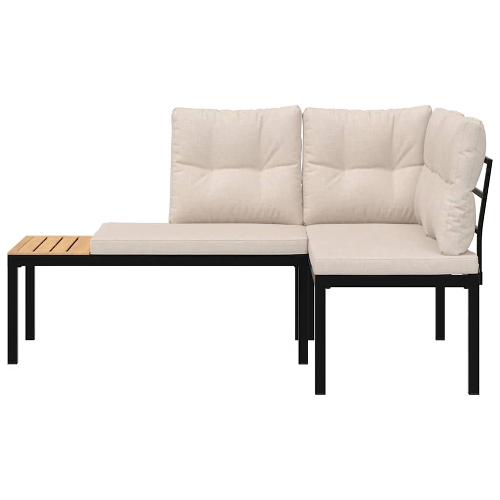 Panche Giardino con Cuscini 2pz Nere Acciaio Verniciato Polvere | homemem39
