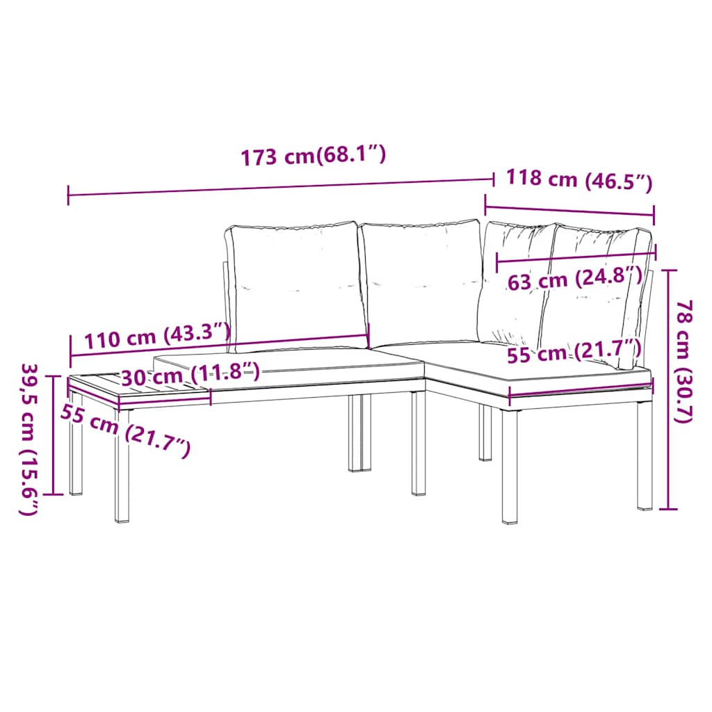 Panche Giardino con Cuscini 2pz Nere Acciaio Verniciato Polvere | homemem39