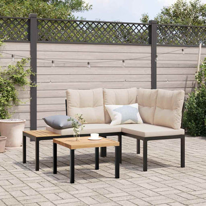 Panche Giardino con Cuscini 2pz Nere Acciaio Verniciato Polvere | homemem39
