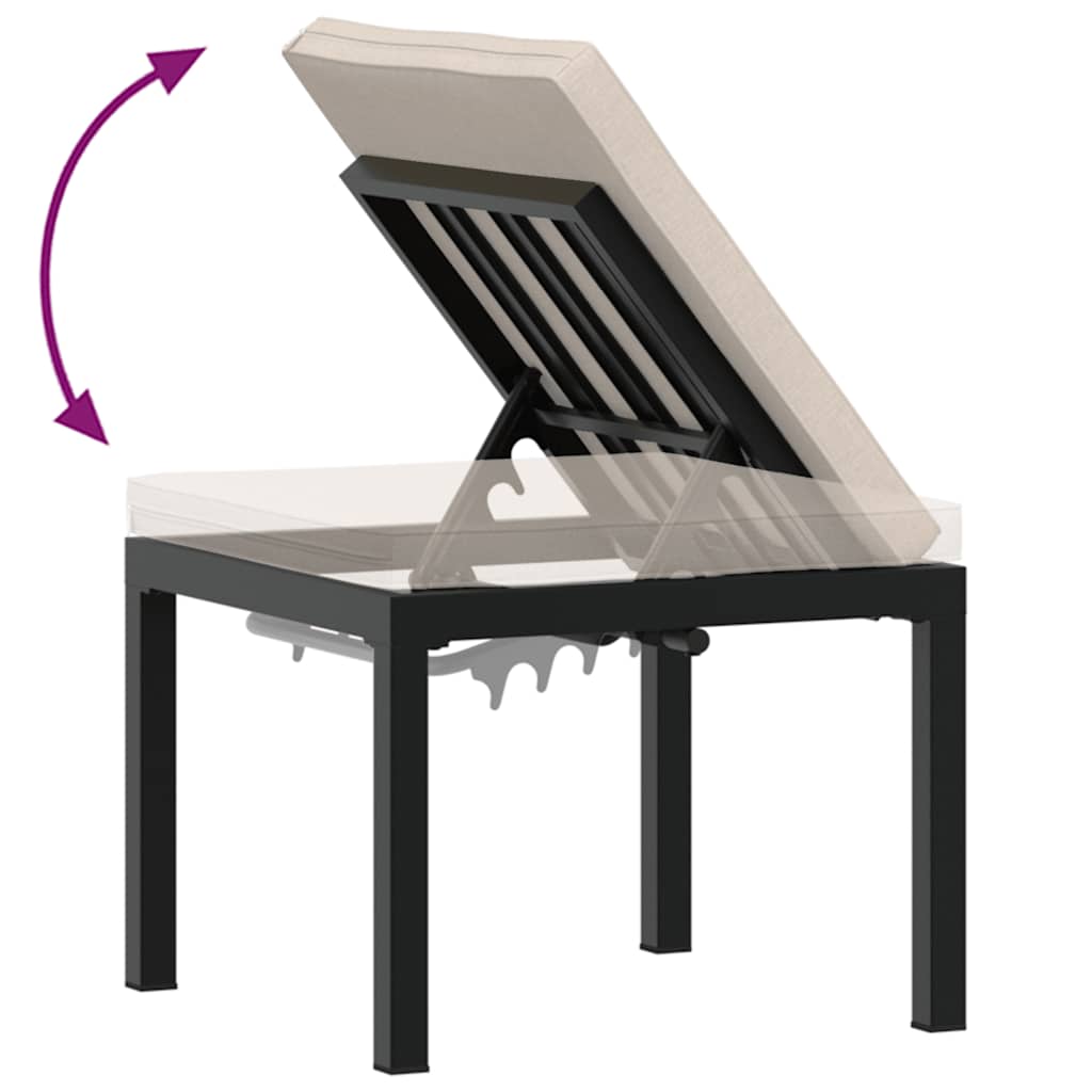Panche Giardino con Cuscini 2pz Nere Acciaio Verniciato Polvere | homemem39