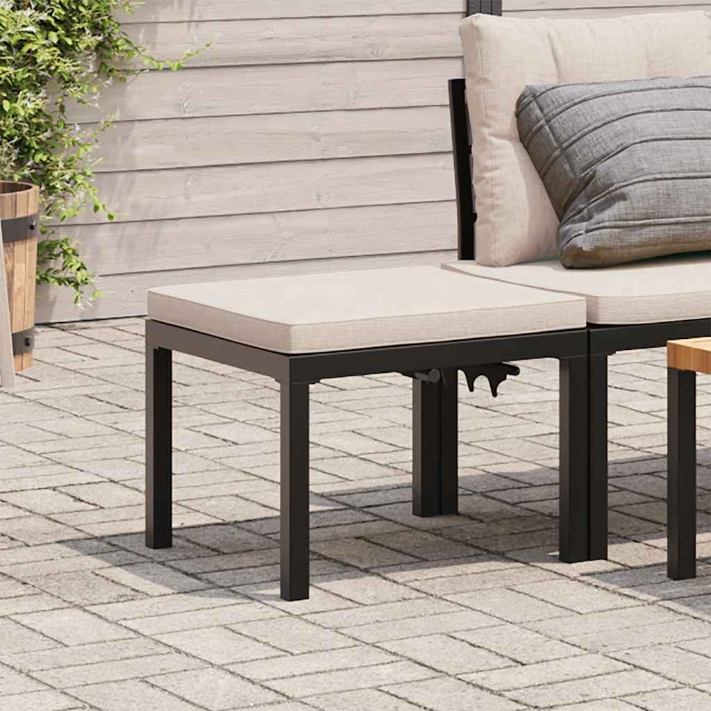 Panche Giardino con Cuscini 2pz Nere Acciaio Verniciato Polvere | homemem39