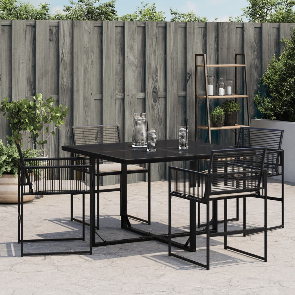 Sedie da Giardino con Cuscini 4 pz Nere in Polyrattan - homemem39