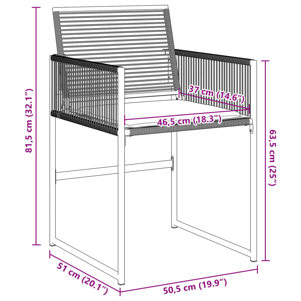 Sedie da Giardino con Cuscini 4 pz Nere in Polyrattan