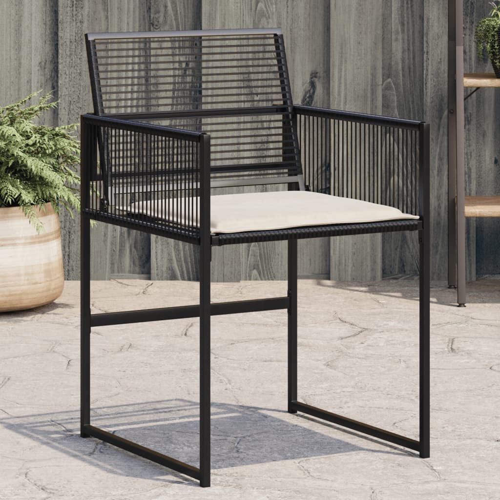 Sedie da Giardino con Cuscini 4 pz Nere in Polyrattan - homemem39