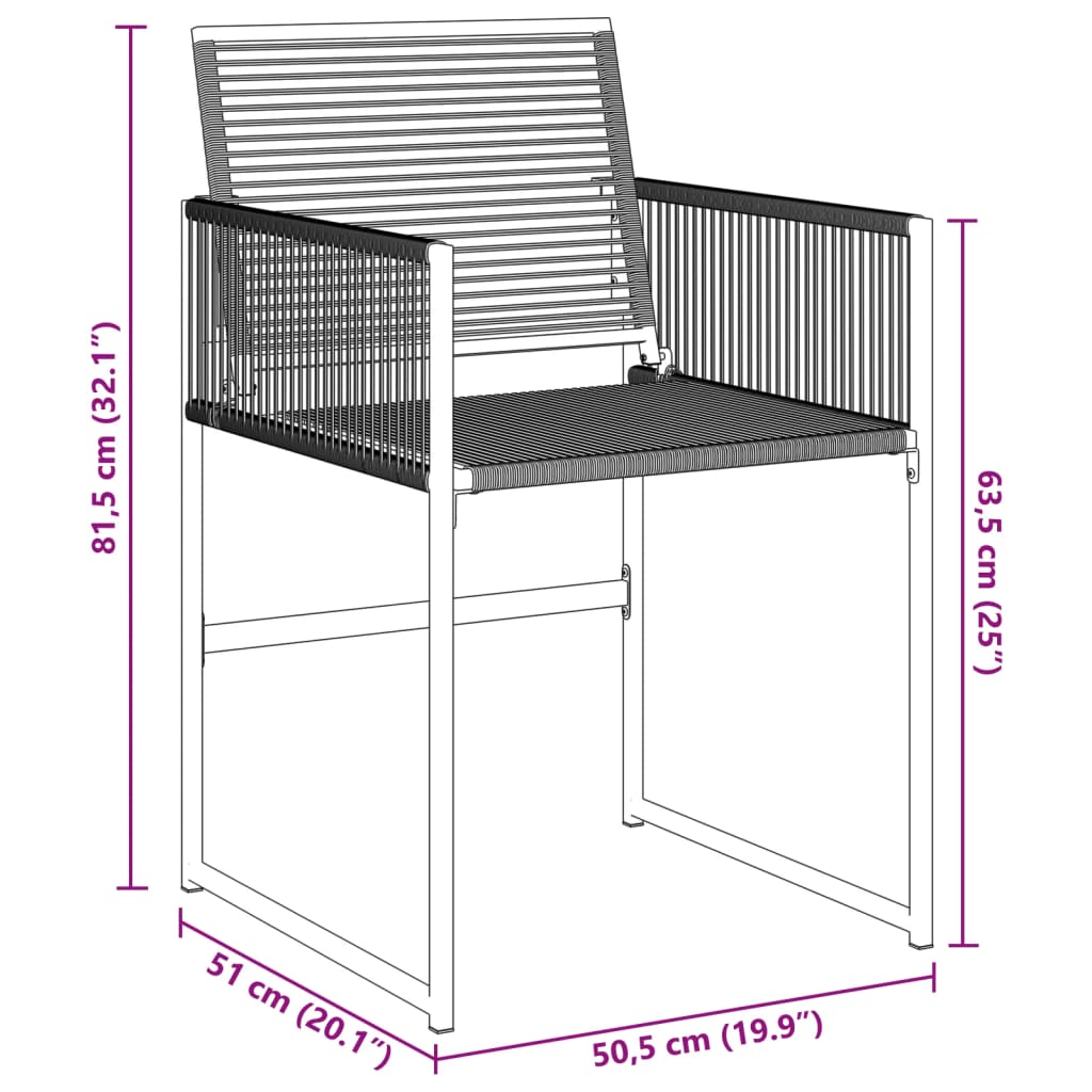 Sedie da Giardino 4 pz Nere in Polyrattan