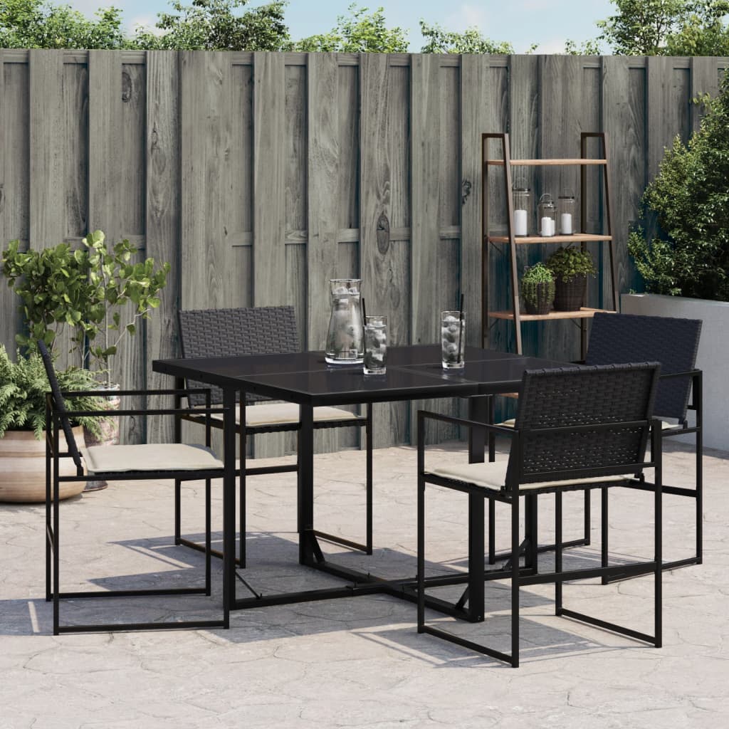 Sedie da Giardino con Cuscini 4 pz Nere in Polyrattan - homemem39