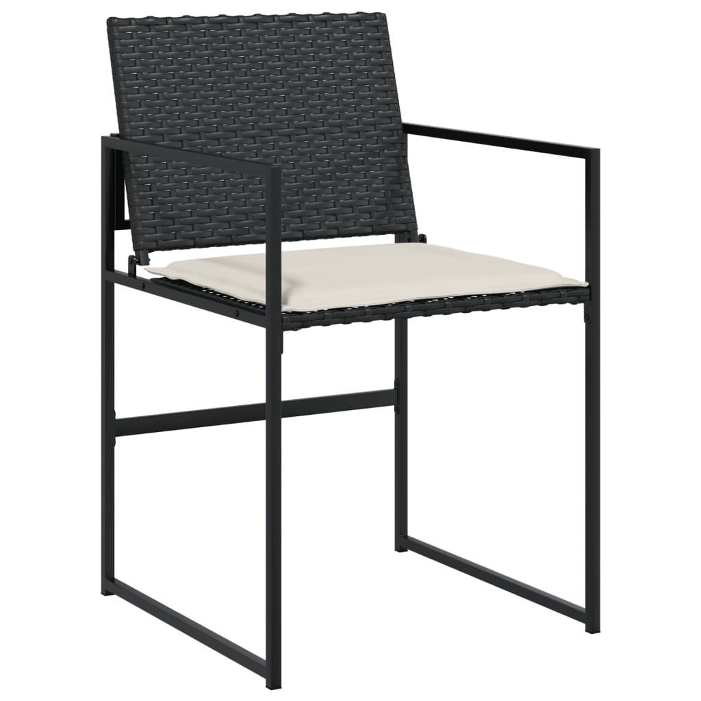 Sedie da Giardino con Cuscini 4 pz Nere in Polyrattan - homemem39