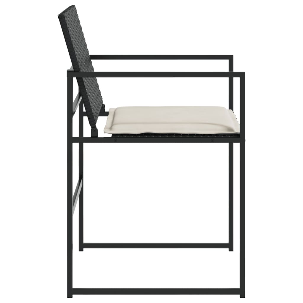 Sedie da Giardino con Cuscini 4 pz Nere in Polyrattan - homemem39
