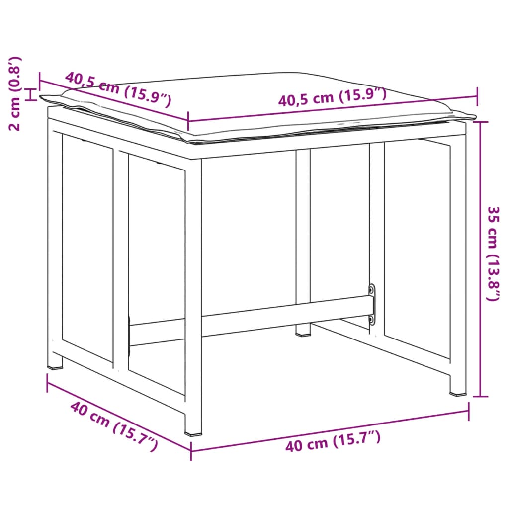 Sgabelli Giardino con Cuscini 4 pz Bianchi Acciaio e Textilene