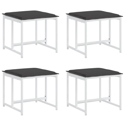 Sgabelli Giardino con Cuscini 4 pz Bianchi Acciaio e Textilene - homemem39
