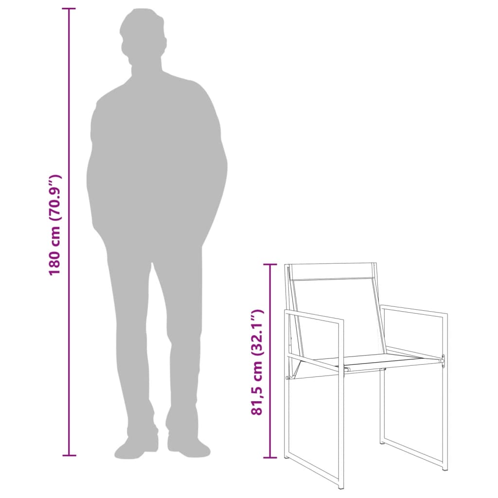 Sedie da Giardino 4 pz Neri in Acciaio e Textilene - homemem39