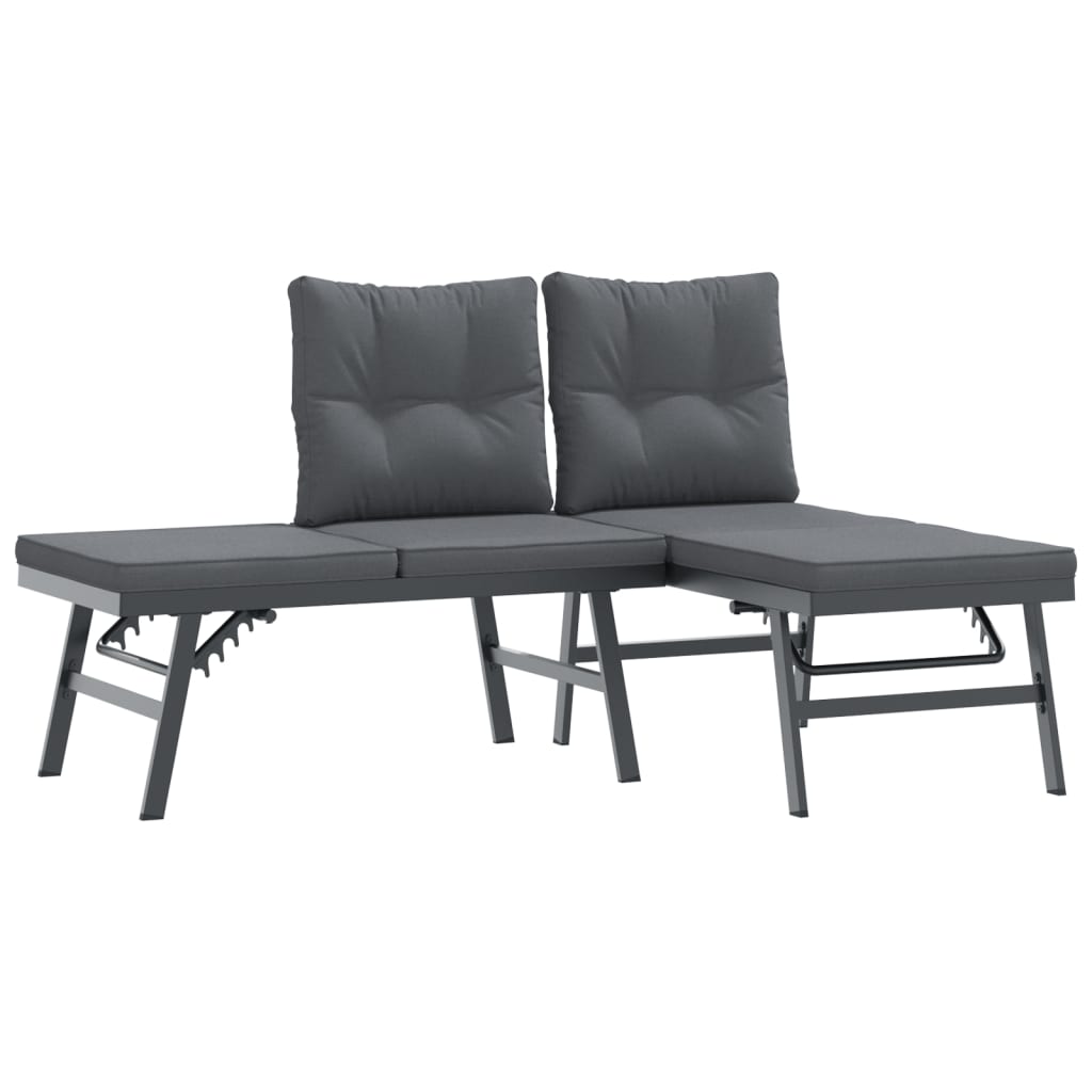 Panche Giardino con Cuscini 2pz Nere Acciaio Verniciato Polvere | homemem39