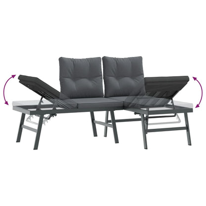 Panche Giardino con Cuscini 2pz Nere Acciaio Verniciato Polvere | homemem39