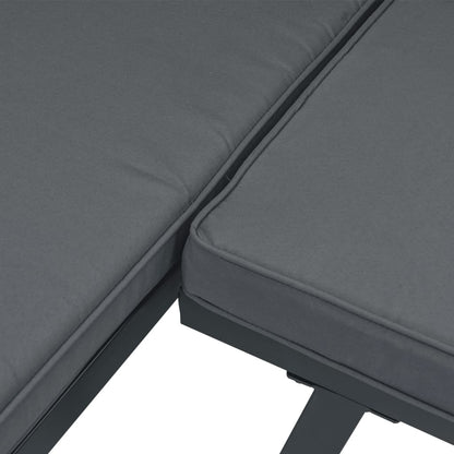 Panche Giardino con Cuscini 2pz Nere Acciaio Verniciato Polvere | homemem39