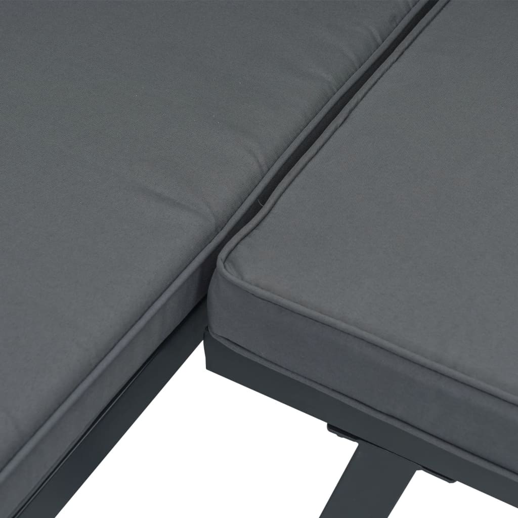 Panche Giardino con Cuscini 2pz Nere Acciaio Verniciato Polvere | homemem39