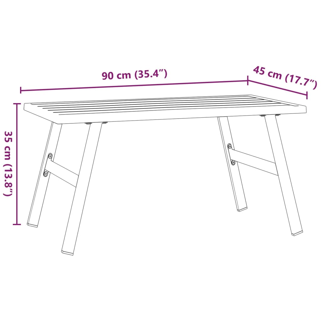 Tavolino da Giardino Nero 90x45x35cm Acciaio Verniciato Polvere