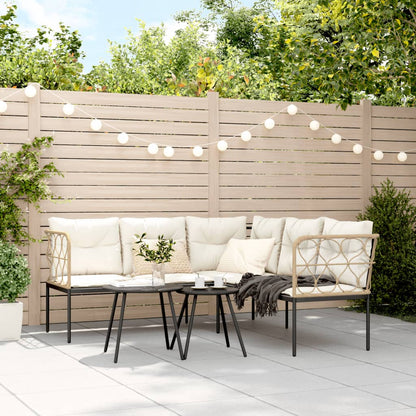 Divano Giardino con Cuscini Forma a L Nero Acciaio e Textilene | homemem39