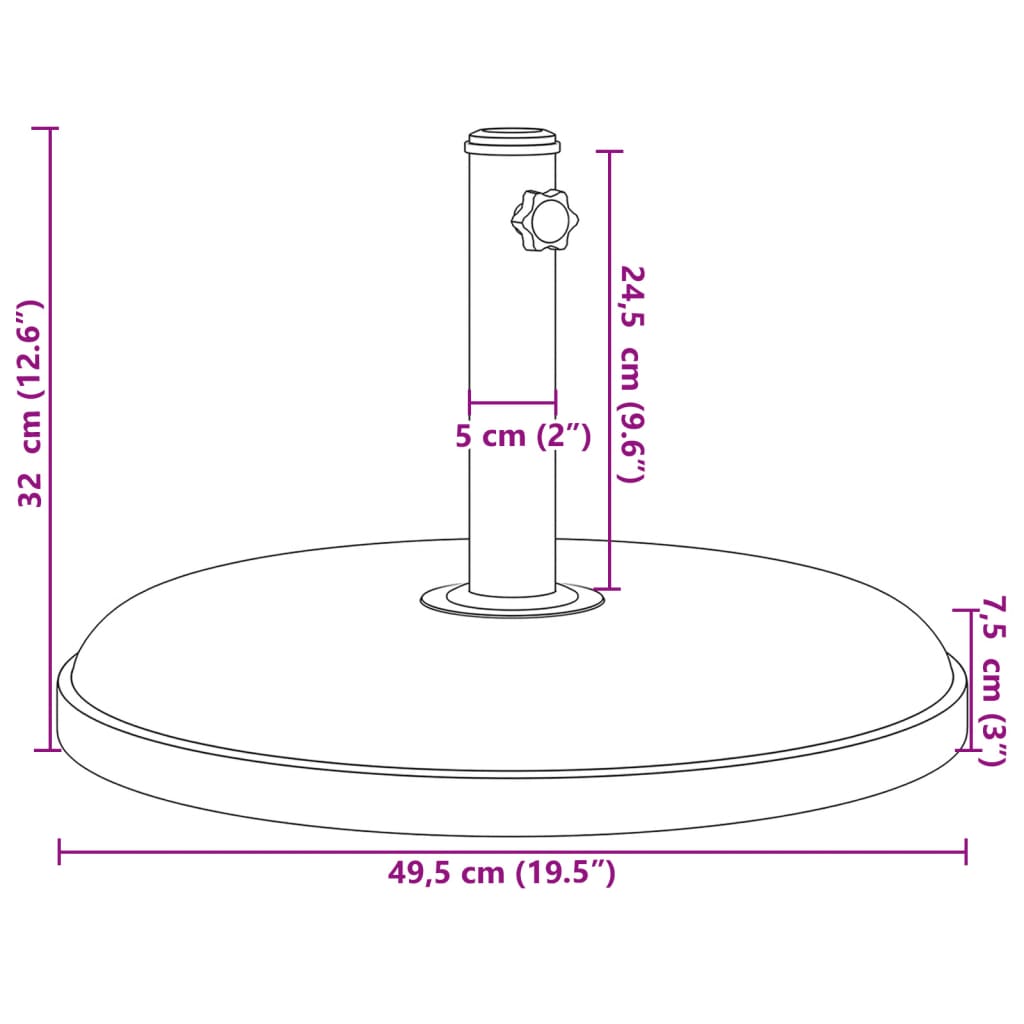 Base per Ombrellone per Pali Ø32/35/38 mm 25 kg Rotonda | homemem39