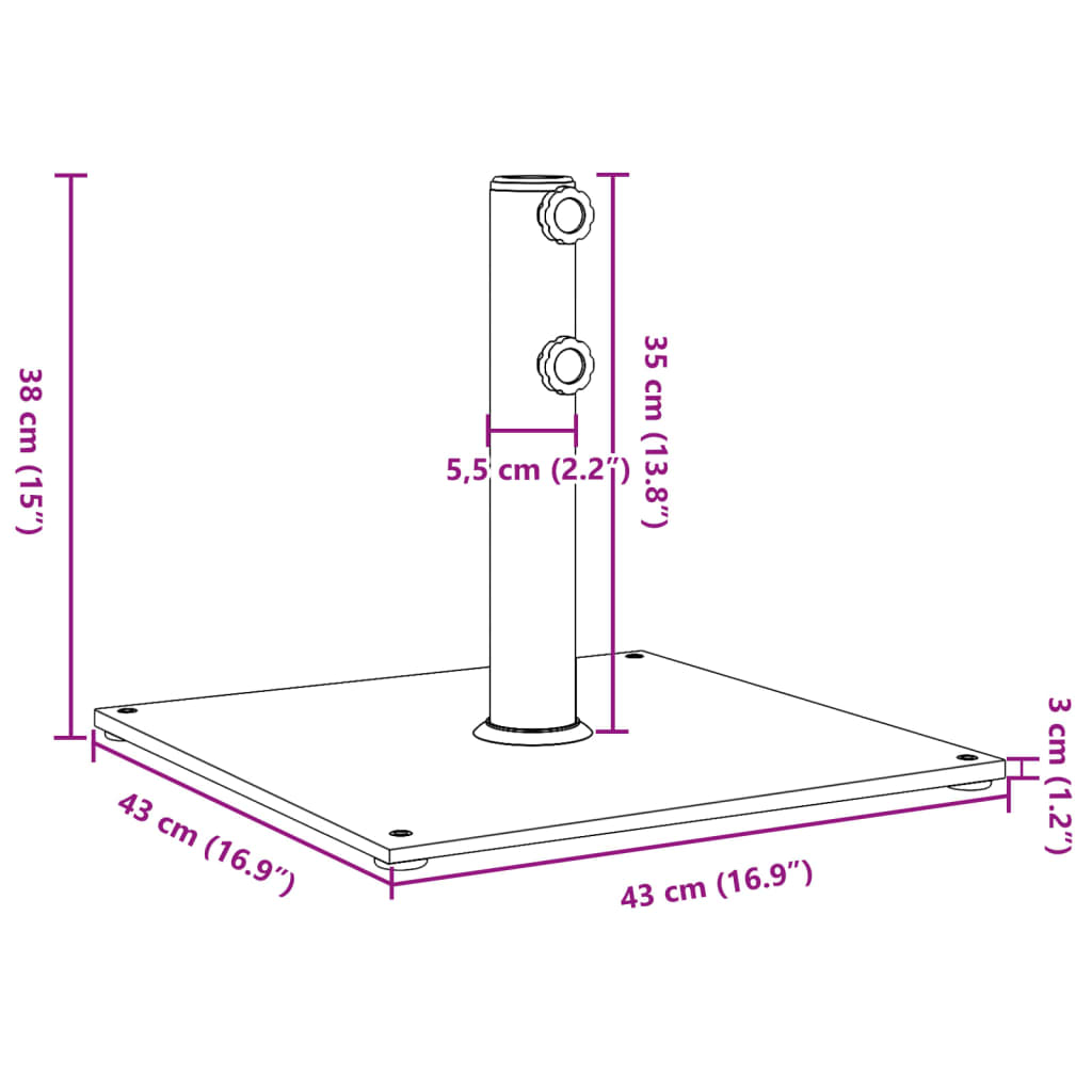 Umbrella Base for Poles Ø32/38/48 mm 17 kg Square