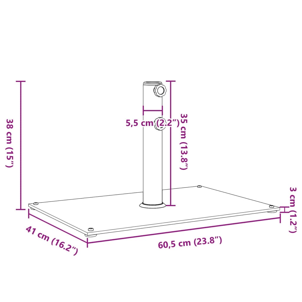 Umbrella Base for Poles Ø32/38/48 mm 15 kg Rectangular