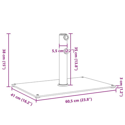 Umbrella Base for Poles Ø32/38/48 mm 15 kg Rectangular