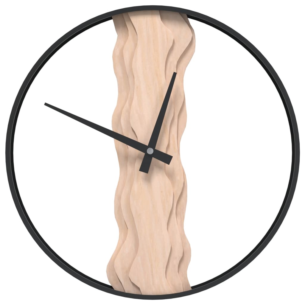 Orologio a Parete Marrone Ø35 cm in Ferro e Legno di Quercia