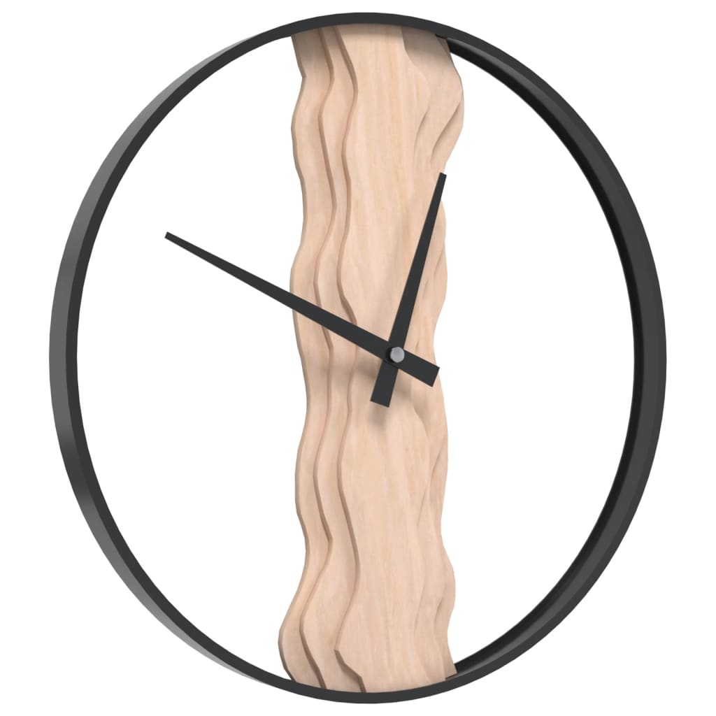 Orologio a Parete Marrone Ø35 cm in Ferro e Legno di Quercia