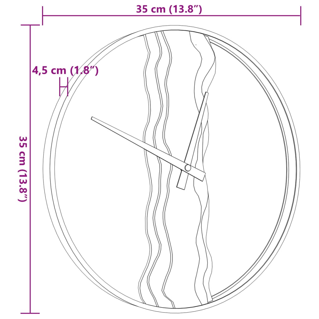 Orologio a Parete Marrone Ø35 cm in Ferro e Legno di Quercia