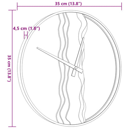 Orologio a Parete Marrone Ø35 cm in Ferro e Legno di Quercia