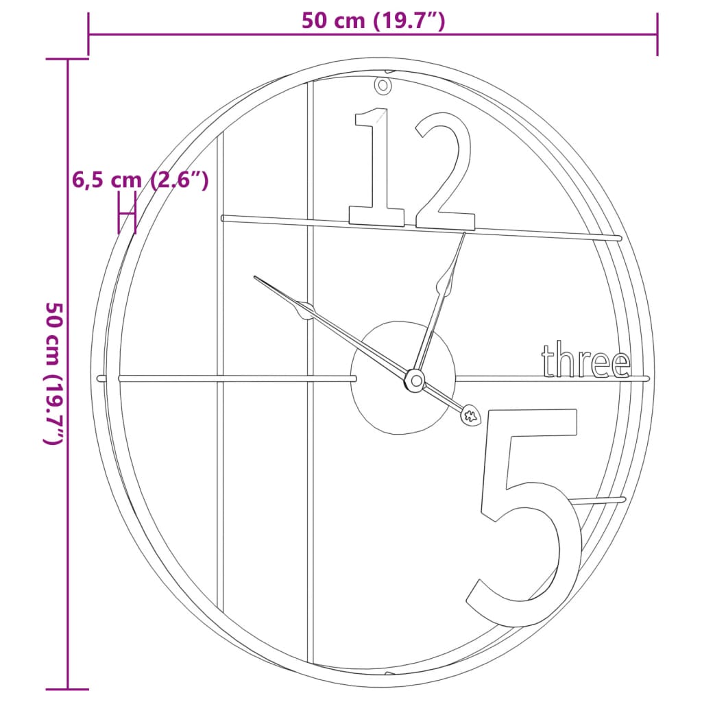 Orologio da Parete Oro Ø50 cm in Ferro