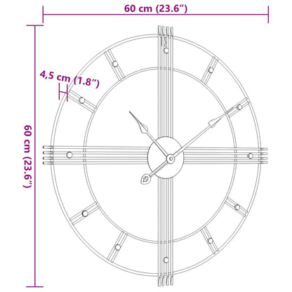 Orologio da Parete Nero Ø60 cm in Ferro