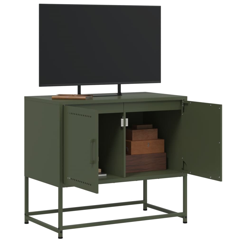 Mobile TV Verde Oliva 68,5x39x60,5 cm in Acciaio - homemem39