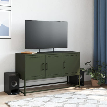 Mobile TV Verde Oliva 100,5x39x60,5 cm in Acciaio - homemem39