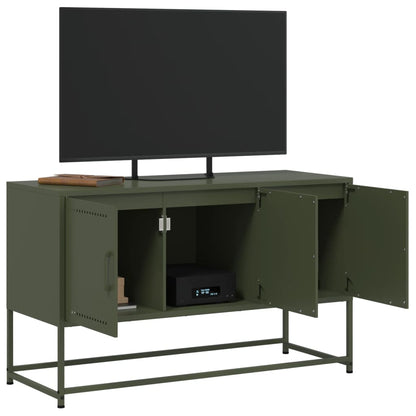Mobile TV Verde Oliva 100,5x39x60,5 cm in Acciaio - homemem39