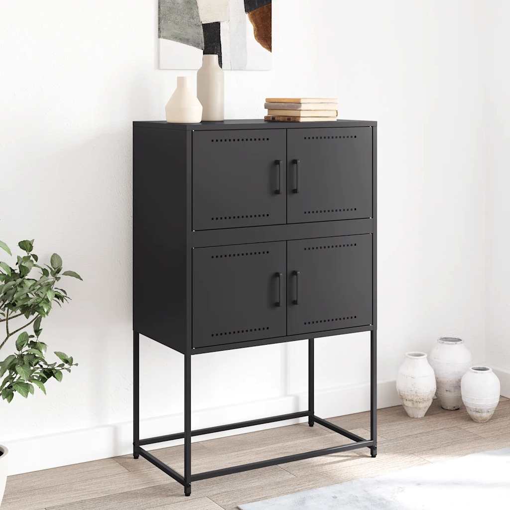 Credenza Nera 68,5x38,5x107 cm in Acciaio
