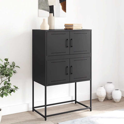 Credenza Nera 68,5x38,5x107 cm in Acciaio